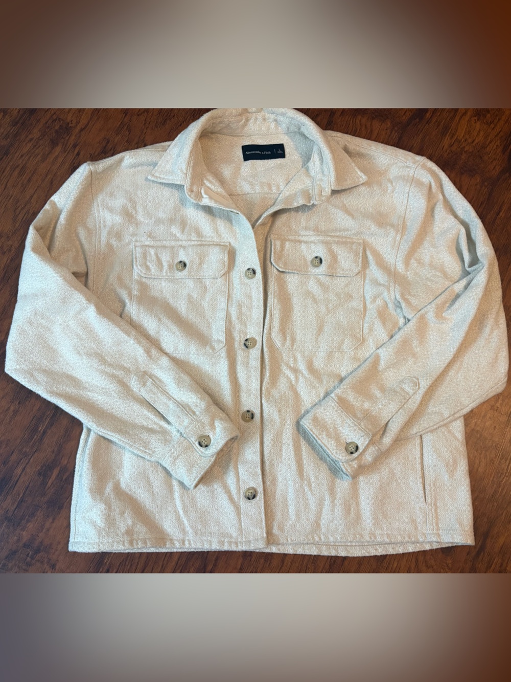 Abercrombie & Fitch Light Cream Button-Front Bomber Jacket